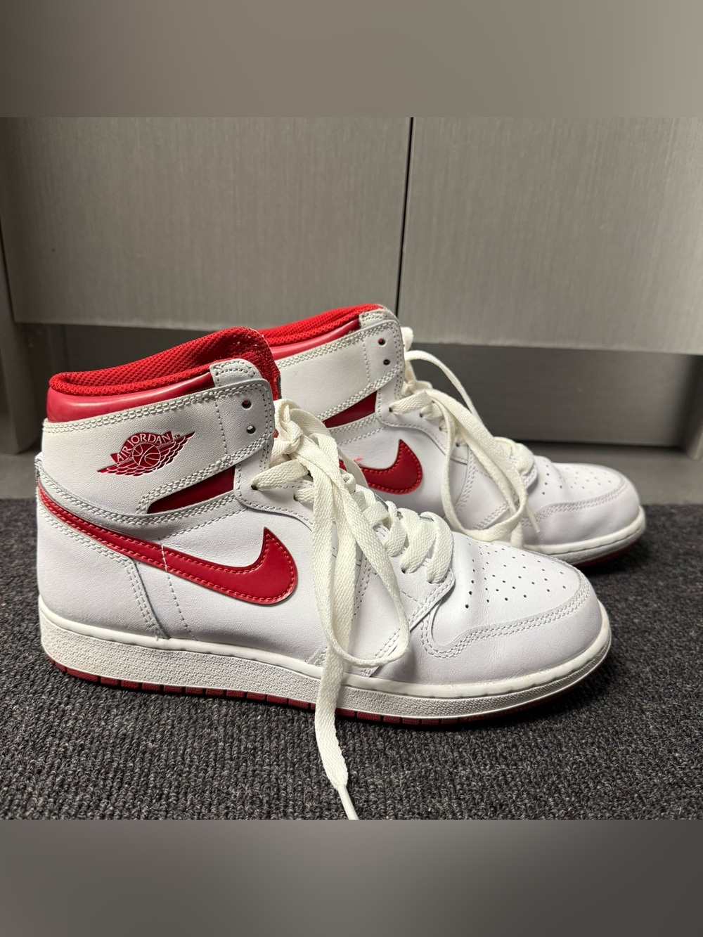 Nike White and Red High-Top Sneakers